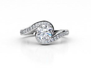 aj-020 bijoux shining de luxe imprimable la livre sterling d'argent mariage l'anneau l'engagement bague en diamant le platine les anneaux 3d print model - Mito3D