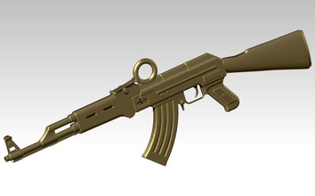 ak 47 saldırı tüfek kalaşnikof yüksek poli silah tabanca rusça sovyet otomatik makine silahlar ordu askeri ussr kolye altın elmas gümüş yazdırılabilir takı 3d print model - Mito3D