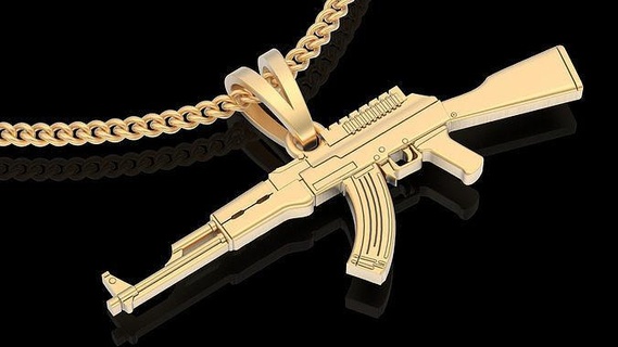 ak47 gun pendant silver gold printable jewelry 3d model pendants 3d print model - Mito3D