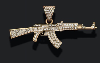 ak 74 tabanca kolye taşlar parlak taş değerli elmas takı kalça atlama hiphop rap çete üyesi silah akm 47 ak47 ak74 kalaşnikof 3d print model - Mito3D