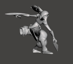 akali 3d modello donna tenendo spada lega of leggende selvaggio spaccatura giochi giocattoli 3d print model - Mito3D