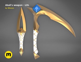 kda akali weapons - league of legends accessories adventure big champion cosplay dagger female knife lol printed scythe serial sharp war weapon bladed games toys game 3d print model - Mito3D