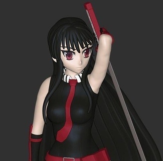 akame ga öldürmek anime şekil heykel Anime kızı manga fdm reçine Katana karakter Sanat heykeller 3d print model - Mito3D