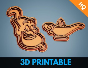 aladdin genie lamp cookie cutters set printable stamp house cutter cartoon biscuit 3d printer print bakeware clay plasticine soap embosser baking cooking kitchen dining 3d print model - Mito3D