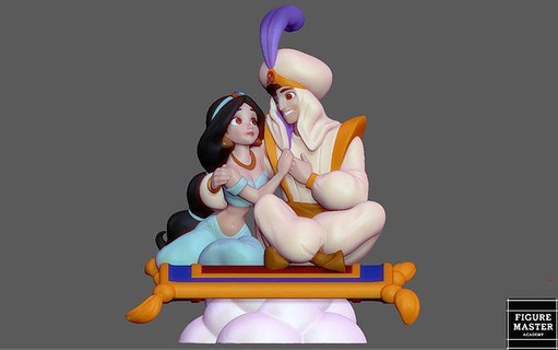 aladdin jasmine princess carpet statue disney anime character 3d print art sculptures 3d print model - Mito3D