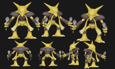 pokémon alakazam cortes sutiã cadabra magia gengar assombração psíquico gastamente sabrina cinza kanto pikachu fantasma jogos brinquedos 3d print model - Mito3D