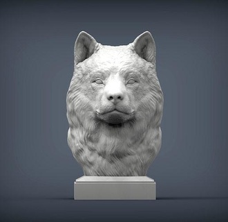 alaska malamute perro naturaleza mamífero animal mascota escultura recuerdo 3d impresión modelo esculpir esculturas estatua imprimible Arte norte trineo busto 3d print model - Mito3D