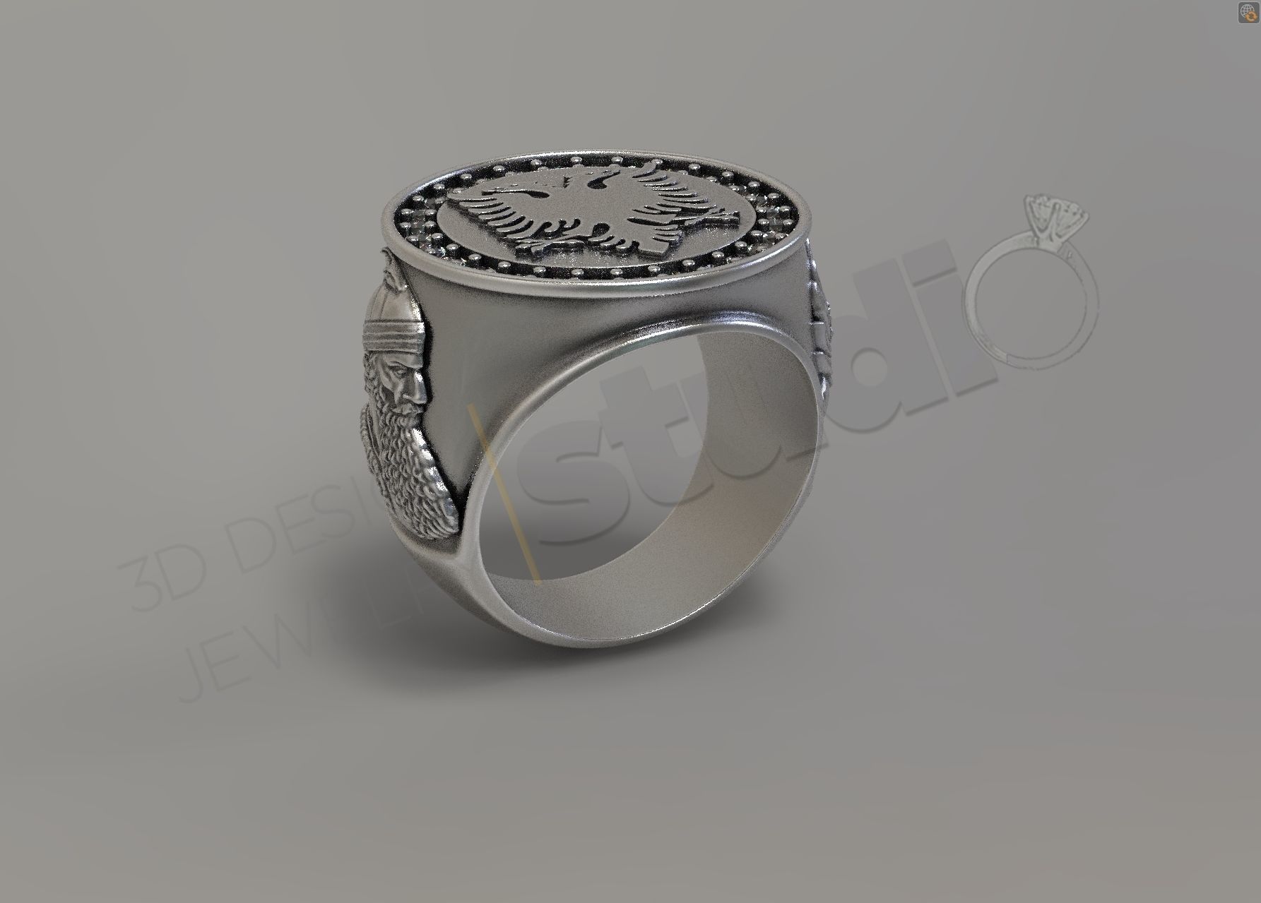 albanian ring sevalie 3d model jewel jewelry jewellery silver printable diamond gem fashion rings 3D print model - Mito3D