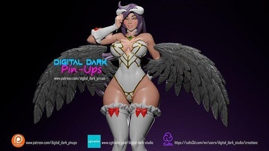 albedo nsfw version head options miniatures 100mm sexy woman pretty erotic angel demon anime hentai breast games toys 3d print model - Mito3D
