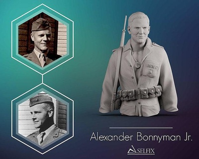 alexander bonnyman herman sculpture art portrait statue man sculptures american war ww2 usmc officer 3d print model - Mito3D