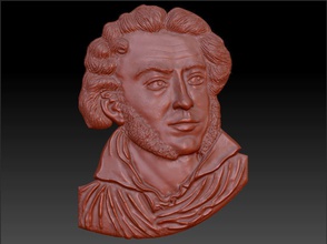 alexander pushkin jewelry russian writer author literature bas 3d cnc milling relief relievo lay person face fretwork thread carving twine other 3d print model - Mito3D