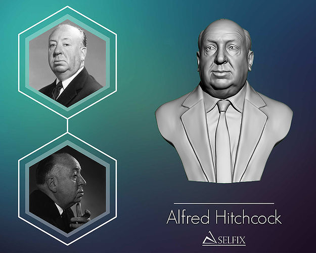 alfred hitchcock bust sculpture herman art portrait statue man sculptures english filmmaker 3D print model - Mito3D