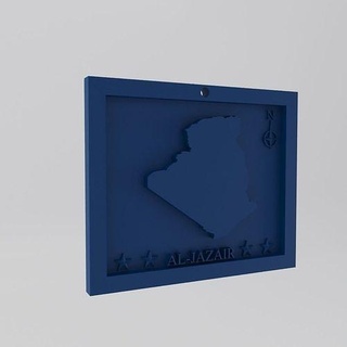 algeria al jazair harita 3d Yazdır model Afrika 3dprint figürinler minyatürler dekor Ulusal anahtar Zincir Sanat plastik geometrik yazdırılabilir 3dprinting duvar ülke dünya Cezayir ev 3d print model - Mito3D