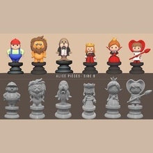 alice chess - b art toy cartoon miniatures sculpture cute statue board game in wonderland pieces games toys 3d print model - Mito3D