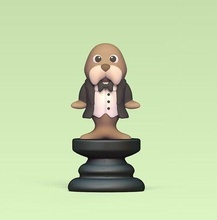 alice chess - bishop walrus art toy cartoon miniatures sculpture decorative cute play game statue deco wonderland board pieces games toys 3d print model - Mito3D