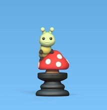 alice chess - a caterpillar rook toy miniatures sculpture cute play board game in wonderland statue pieces caterppilar games toys art 3d print model - Mito3D