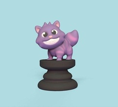 alice xadrez cheshire gato bispo brinquedo miniaturas escultura fofa estátua borda jogos in país maravilhas peças brinquedos arte 3d print model - Mito3D