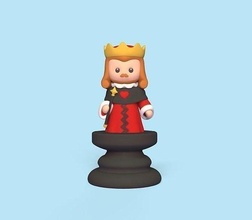 alice scacchi b re of cuori giocattolo cartone animato miniature scultura carina in paese delle meraviglie pezzi tavola gioco giochi giocattoli arte 3d print model - Mito3D