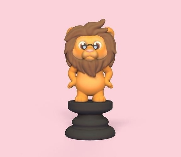 alice chess - b knight lion toy miniatures sculpture cute board game pieces in wonderland games toys art statue 3D print model - Mito3D