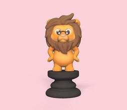 alice chess - b knight lion toy miniatures sculpture cute board game pieces in wonderland games toys art statue 3d print model - Mito3D