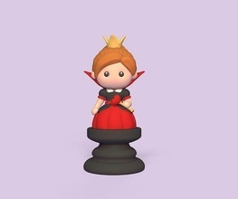 Alice scacchi Regina cuori arte giocattolo cartone animato miniature scultura decorativo carina giocare gioco statua deco 3d print model - Mito3D