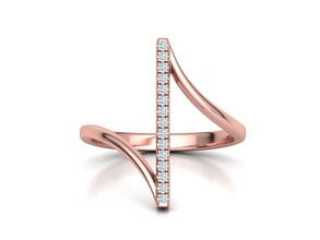 Alicia Rosa oro anillo derivación diseño francés pavimentar ajuste 3dmodel joyería joya imprimible Moda mano delicado flecha 3d print model - Mito3D