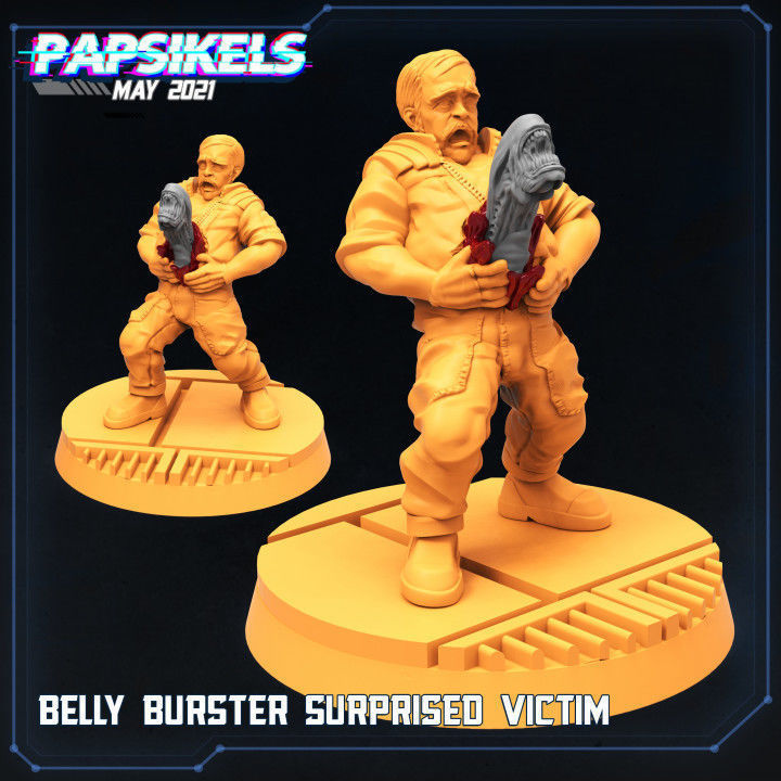 alien belly burster victim scifi aliens 3dprint games tabletop collectables miniatures toys 3D print model - Mito3D