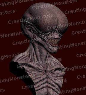 alien bust stl extraterrestre ovni terror creature horror bicho toy arte art statue sculptures character decoration miniatures 3d print model - Mito3D