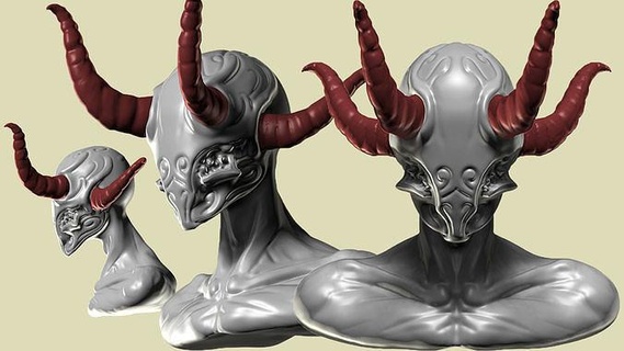 extraterrestre mañana modelo 3d impresión 3dprinting esculpir Arte showkase criatura personaje juegos horror escultura monstruo demonio cabeza bronce esculturas 3d print model - Mito3D
