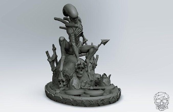 alien figure alienvspredator xenomorph sci fi creature character 3dprint render fantasy fictional space sculpture statue art predator figurines miniature isolation sculptures 3d print model - Mito3D