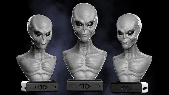 extraterrestre gris espacio ciencia fi ficción astronave criatura personaje OVNI futurista monstruo Arte esculturas 3d print model - Mito3D