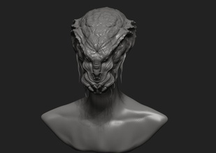 alien tête 3 art la sculpture le monstre créature extraterrestre sculptures 3d print model - Mito3D