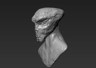 cabeza de alien 8 art extranjero escultura la estatuilla ovni sci fi ficción monster criatura las esculturas 3d print model - Mito3D