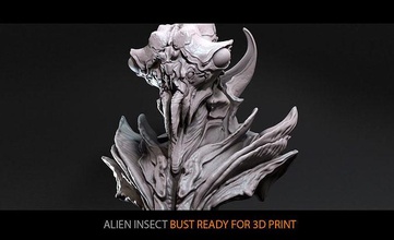 außerirdischer insekt büste bereit 3d drucken scifi skulptur kunst spielzeug natur statue zukunft district9 skulpturen 3d print model - Mito3D