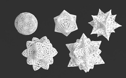 alieno polline impostato 1 geometrico matematico scultura platonico stella dodecaedro hedra giocattolo arte astratto forma icosaedro 3d print model - Mito3D