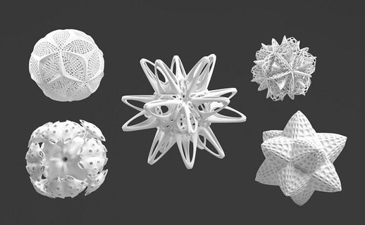 extraterrestre pollen ensemble 3 géométrique mathématique sculpture platonique étoile dodécaèdre hedra jouet art abstrait forme icosaèdre 3d print model - Mito3D
