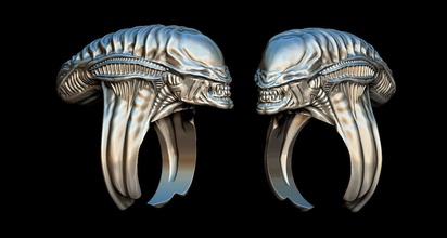estrangeiro anel sci fi espaço criatura nave espacial futuro extraterrestre roswell ciência personagem joalheria pires alienigena monstro monstruo rapto ficção argolas 3d print model - Mito3D