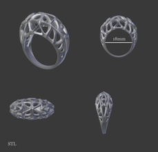alien ring jewelry printable silver gold rings 3d print model - Mito3D