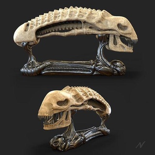estrangeiro crânio criatura filme osso arte esculturas 3d print model - Mito3D