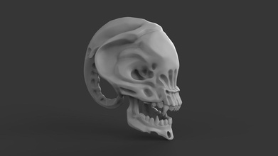 alien skull head anatomy bone art creature extraterrestrial 3dprintmodel sculptures 3d print model - Mito3D