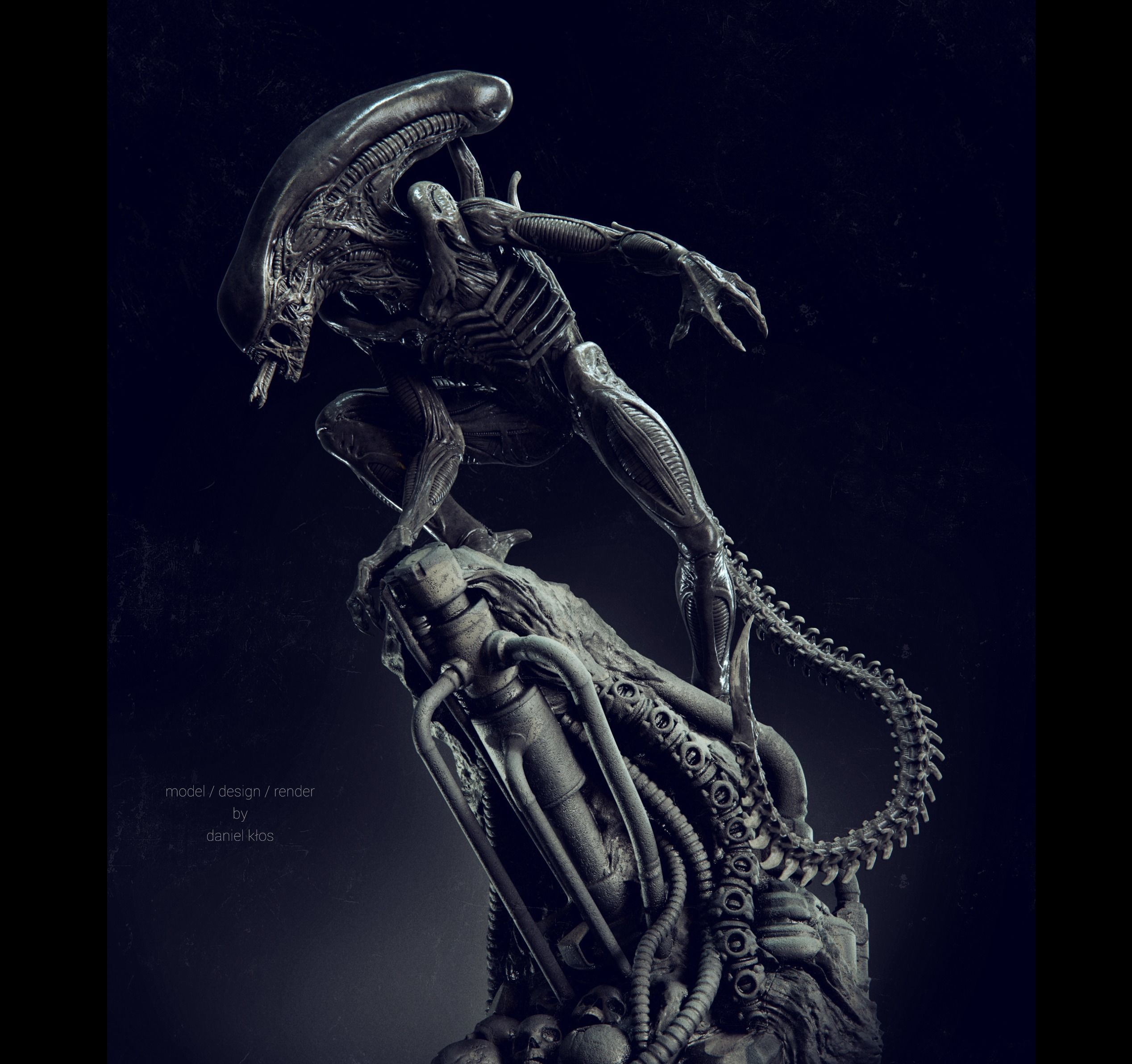 alien statue fanart xenomorph creature character sci fi toy art sculptures 3D print model - Mito3D