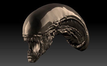 außerirdischer xenomorph inspiriert kopf 3d datei hund zoll alien3 antwort xeno läufer kreatur kunst skulpturen 3d print model - Mito3D