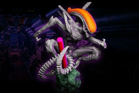alieno xenomorfo penna titolare supporto carattere sci fi creatura porta arte sculture 3d print model - Mito3D