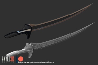 alita battle angel damascus blade hobby-diy samurai weapon sword props hobby diy mechanical parts 3d print model - Mito3D
