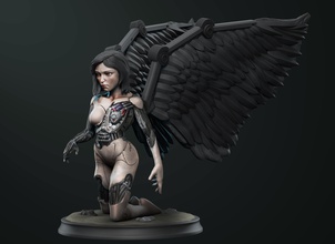 alita batalla ángel estatua alitablattleangel robot cyborg alas mecánico futuro cyberpunk arte esculturas 3d print model - Mito3D