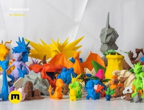 pokemon - low-poly set pikachu cute poly 151 collection go lowpoly polygon faceted first generation catch pokemongo charizard games toys 3d print model - Mito3D