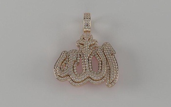 allah pendente medio gioielleria oro diamante argento collana moda bellezza gemma ciondoli religioso islam 3d print model - Mito3D