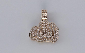 allah pendentif xsmall bijoux or diamant argent collier mode beauté gemme pendentifs religieux islam 3d print model - Mito3D