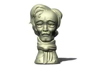 allan poe toon busto art artchallenge edgar alla escritor historias libros escultura la estatua las esculturas 3d print model - Mito3D