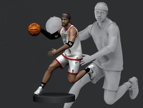 Allen Iverson 3d imprimible 2 deporte estatua nba baloncesto decoración esculturas obra arte elegante campeones retrato masculino humano Filadelfia Transversal hombre atleta Arte 3d print model - Mito3D